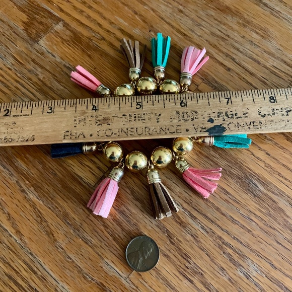 Tassel Bracelet - Gold Beads & Multi Color Tassels Bracelet - Picture 5 of 5